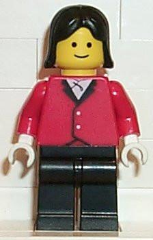 LEGO Minifigure-Red Riding Jacket - Black Legs, Black Female Hair-Town / Paradisa-PAR049-Creative Brick Builders